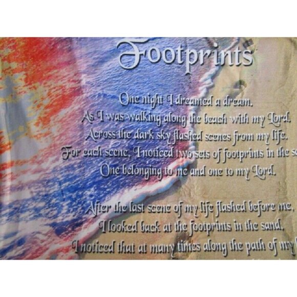 New Plush Footprints in the Sand Throw Gift Blanket Sherpa Spiritual Poem Jesus - Picture 4 of 5